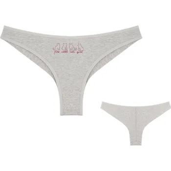 Dámské spodní prádlo Donella Dámské kalhotky Kočka - vyp Barva: Šedá - světle, Velikost: L