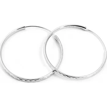 Náušnice Třpytivé stříbrné kruhové náušnice AGUC2099/35/N Beneto