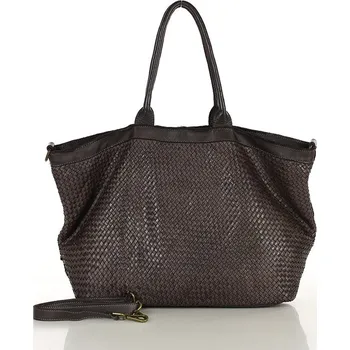 Kabelka GENUINE LEATHER Shopper bag kabelka Marco Mazzini VM258 tmavě hnědá