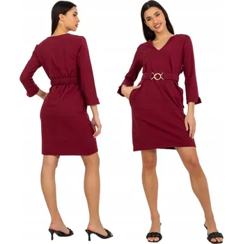 Dámské šaty Šaty ROVNÉ s páskem MINI bordó vel. S