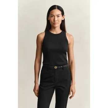 TOP GANT HIGH NECK RIB TANK TOP BLACK