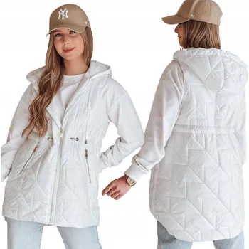 Dámská vesta Dámská prošívaná přechodová vesta s kapucí bílá TY4886 - XXL