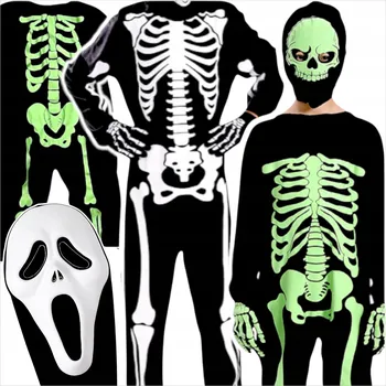 Karnevalový kostým KOSTÝM KOSTLIVEC SVÍTÍCÍ PŘEVLEK NA HALLOWEEN FLUORESCENČNÍ KOSTÝM M