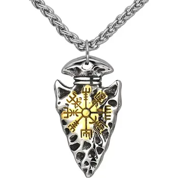 Přívěsek Přívěsek z chirurgické oceli Hrot šípu Vegvísir Dual Tone - Model BEZ ŘETÍZKU (pouze přívěsek)