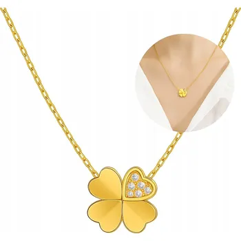 Náhrdelník Řetízek náhrdelník čtyřlístek zirkon pozlacené stříbro 925