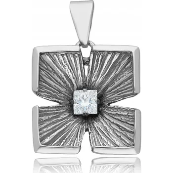 Přívěsek POSTŘÍBŘENÝ OXIDOVANÝ PŘÍVĚSEK ČTVEREC SE ZIRKONY