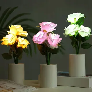 Lampička LAMPičKA LED Růže žlutá RŮŽE v květináči DÁREK Den žen 27 cm