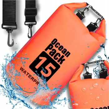 turistický batoh VODĚODOLNÝ VAK VODOTĚSNÝ KAJAK TAŠKA BATOH TURISTICKÝ 15L ORANŽOVÁ