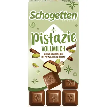 Cukrovinka Schogetten Mléčná čokoláda s pistáciemi 100g