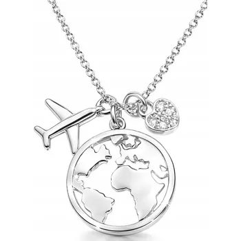 Náhrdelník Dámský stříbrný náhrdelník Cestování svět letadlo stříbro o ryzosti 925 nastavitelný