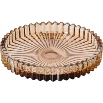 Svícen Skleněný svícen kulatý - hnědý 10 cm