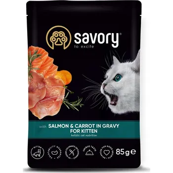 Krmivo pro kočku Savory kapsička pro koťata s lososem a mrkví v omáčce 85 g
