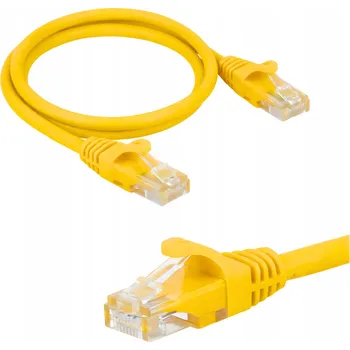 Síťový kabel Patchcord RJ45, Netrack se zalévanou koncovkou, kategorie 5e UTP, 1 m žlutý