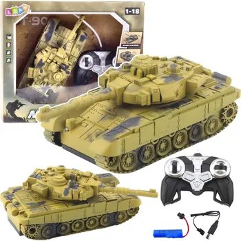 RC model auta LEAN Toys T90 vojenský tank – RC, světla, zvuky, písek, 1:18