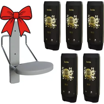 Koupelová kosmetika ISOLDA Gold Click & Go tělové mýdlo 5× 550 ml + loketní dávkovač