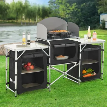 kempingová skříňka Juskys Garda kempová kuchyně černá