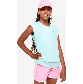 Pánská móda DECATHLON Dětské fitness tričko 2v1 8 LET MODRÁ|ZELENÁ