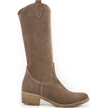 Dámské kozačky Dámské kozačky z pravé nubukové kůže Julia hnědé jarní podzimní velikost 41