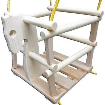 Dětská houpačka Dětská dřevěná houpačka 3v1 koník k sestavení 33 x 30 x 32 cm přírodní (Závěsná dřevěná houpačka pro děti)