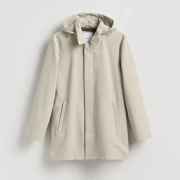 Dámský kabát Reserved - Nepromokavý kabát s&nbsp;kapucí - krémová - 566HK-01X - 566HK-01X-XXL