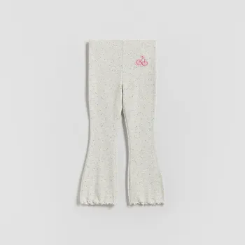 Dívčí oblečení Reserved - Žebrované rozšířené legíny - krémová - 795HN-01M - 795HN-01M-86