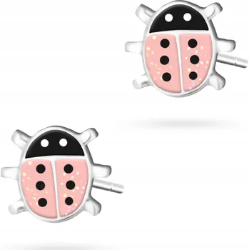 Náušnice STŘÍBRNÉ NÁUŠNICE ryzost 925 pro Dívky Berušky Smaltované