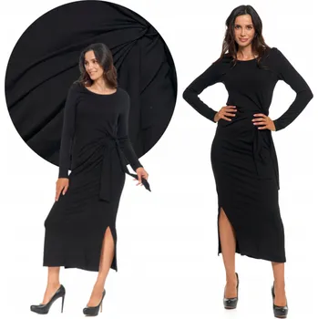 Dámské šaty ŠATY DÁMSKÉ MIDI ZAVINOVACÍ ELEGANTNÍ KLASICKÉ MORAJ ROZPAREK ČERNÉ M
