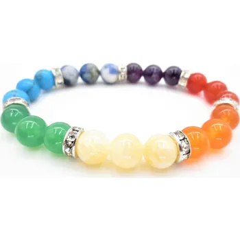 Náramek Čakrový náramek (kameny + stříbrné zirkony)