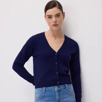 Dámský svetr Reserved - Vlněný kardigan - tmavomodrá - 125IT-59X - 125IT-59X-M