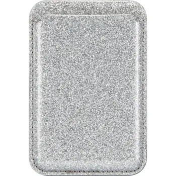 Třpytivá nalepovací kapsa na karty pro iPhone - stříbrná