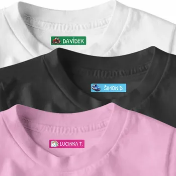 Textilní nažehlovací páska Nažehlovací jmenovky na oblečení 50x12mm MOTIV: 2b - popeláři, Velikost SADY: Malá sada 47 štítků