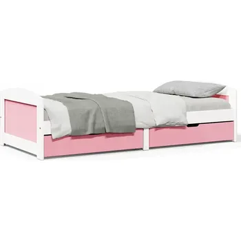 Postel Jednolůžková postel imitace dřeva VidaXL 90x200 cm bílá, odstíny růžové