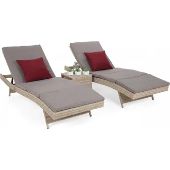 Zahradní lehátko Zahradní lehátko 2 ks se stolkem a poduškami
