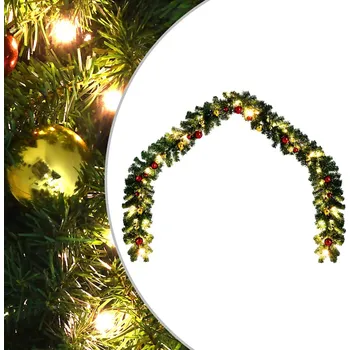 Vánoční dekorace Vánoční girlanda ozdobená baňkami a LED světýlky 10 m IM_246407
