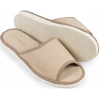 Dámské pantofle Luxusní dámské pantofle z nubukové kůže, otevřené, měkké, lehké, velikost 36