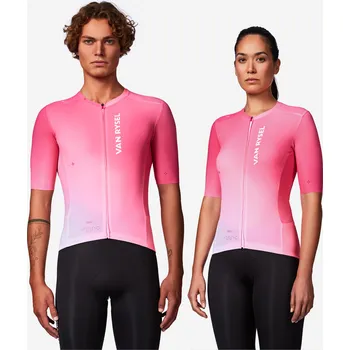 cyklistický dres VAN RYSEL Unisex dres na silniční cyklistiku s krátkým rukávem RCR-R 2 S RŮŽOVÁ