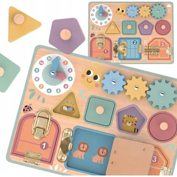 Hodiny TOOKY TOY Manipulační Tabule Zámky Ozubená Kola Třídič Hodiny
