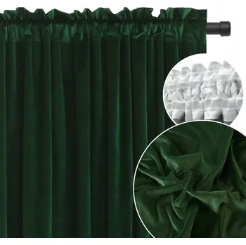 Obraz ZÁVĚS LAHVOVĚ ZELENÁ SAMETOVÁ ZELEŇ 210x230cm elegantní měkká do obývacího pokoje