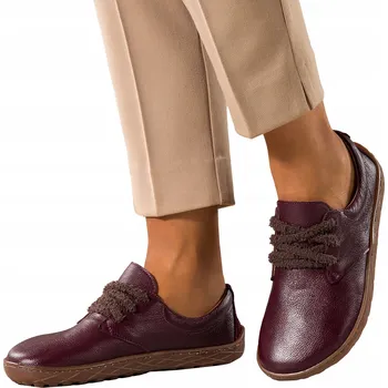 Dámské tenisky Bordó BAREFOOT dámské KOŽENÉ boty Pohodlné Široké Šněrovací vel. 41