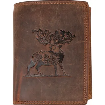 Peněženka Pánská kožená peněženka na výšku - Jelen - hnědá