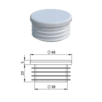 Zábradlí Vnitřní krytka kulatá ø 48,3 mm, plastová, bílá