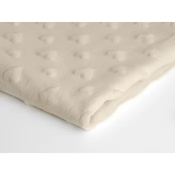 Látka minky srdička, 320 g/m², šíře 160 cm, metráž, ecru