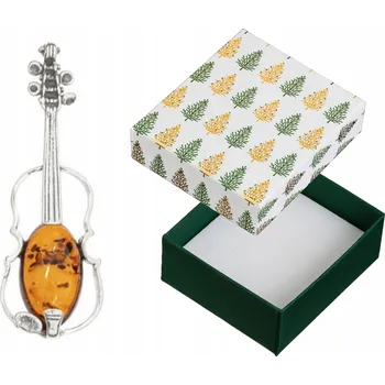 Přívěsek Stříbrný Přívěsek Housle s Jantarem Oxidovaný Stříbrný Přívěsek 925