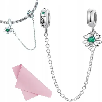 Řetízek Přívěsky bezpečnostní řetízek zámek ČTYŘLÍSTEK STŘÍBRO s925