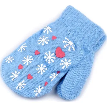 Rukavice Dětské pletené rukavice palčáky, střední, 22 modrá světlá vločka