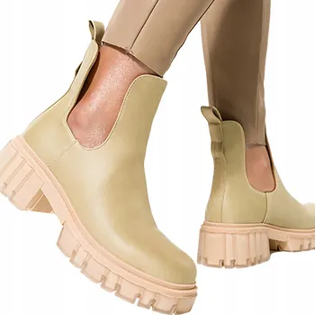 Dámské tenisky DÁMSKÉ KOTNÍKOVÉ BOTY NA PLATFORMĚ, MÓDNÍ VÝŘEZY PO STRANÁCH, POHODLNÉ ZELENÉ, VELIKOST 38