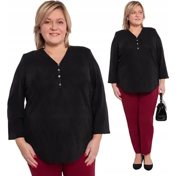 Dámská halenka Černá lesklá halenka s knoflíky, velikost 48