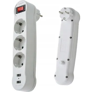 Elektrická zásuvka ROZBOČKA SÍŤOVÝ 3 ZÁSUVKY ZÁSUVKA ROZDĚLOVAČ PORTŮ 2 USB