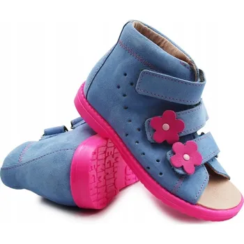 Dívčí sandály Kožené sandálky pro dívky růžové Dawid velikost 32