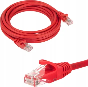 Síťový kabel Patchcord RJ45, Netrack, lisovaná koncovka, kategorie 5e UTP, 7 m, červený